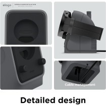 Elago GW4 Stand Compatible With Samsung Galaxy Watch 6 Series Charger / 5 Charger Stand (40, 44mm) / 5 Pro Charger Stand (45mm) 2022, Walkie Talkie Design, Dark Grey