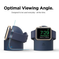 Elago W2 Charger Stand Compatible With Apple Watch Series Ultra2/Ultra/9/8/7/6/Se/5/4/3/2/1/Se (49mm, 45mm, 44mm, 42mm, 41mm, 40mm, 38mm), Durable Silicone, Compatible With Nightstand Mode, Jean Indigo