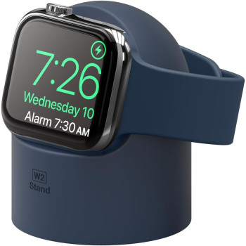 Elago W2 Charger Stand Compatible With Apple Watch Series Ultra2/Ultra/9/8/7/6/Se/5/4/3/2/1/Se (49mm, 45mm, 44mm, 42mm, 41mm, 40mm, 38mm), Durable Silicone, Compatible With Nightstand Mode, Jean Indigo