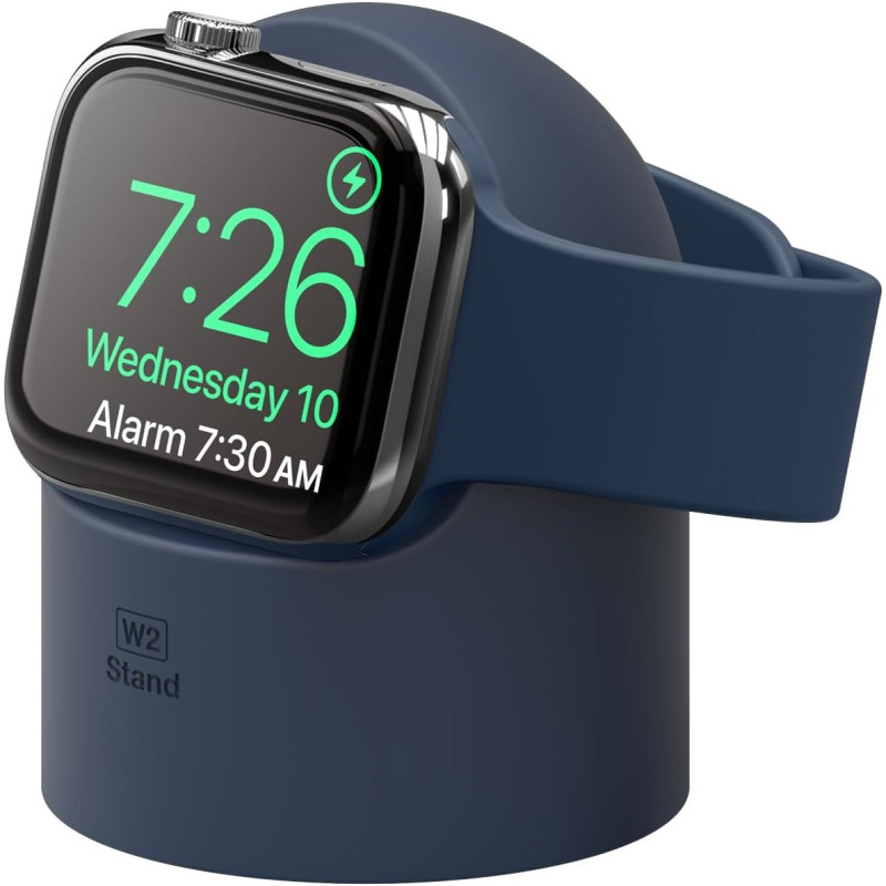 Elago W2 Charger Stand Compatible With Apple Watch Series Ultra2/Ultra/9/8/7/6/Se/5/4/3/2/1/Se (49mm, 45mm, 44mm, 42mm, 41mm, 40mm, 38mm), Durable Silicone, Compatible With Nightstand Mode, Jean Indigo