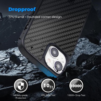 Monocarbon Real Carbon Fiber Case For iPhone 15 Plus, Luxury Minimalist Business Style 6.7 Inch, Dropproof Cover Compatible With Magsafe, Military Grade Shockproof Anti-Scratch Rugged Protective Case