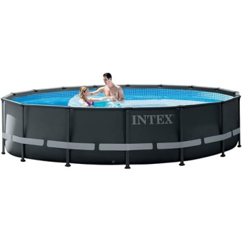 Intex 16Ft x 48Inch Round Ultra Xtr Metal Frame Swimming Pool With Sand Filter, Ladder, Cover And Ground Cloth, Spec With Factory Fitted 3 Pin Plug