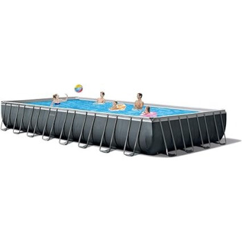 Intex 32ft x 16Ft x 52Inch Ultra Xtr Rectangular Pool Set, Grey Colour