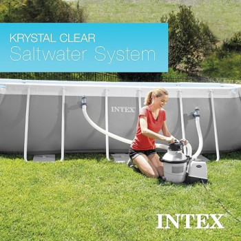 Intex 26679EG Krystal Clear 2150 GPH Pump And Saltwater Sand Filter Saltwater System, Grey