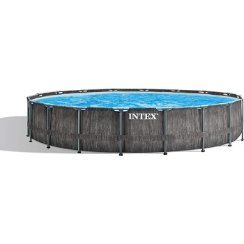 Intex 18Ft x 48Inch Greywood Prism Frame Premium Pool Set, Black