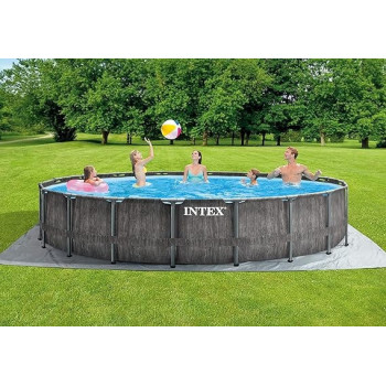 Intex 18Ft x 48Inch Greywood Prism Frame Premium Pool Set, Black