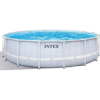 Intex 16Ft x 48Inch Prism Frame, Chevron Premium Above Ground Pool Set, 5061 Gallon Capacity, Hydro Aeration Technology, Includes Filter Pump, Ages 6 And Above