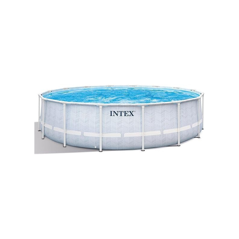 Intex 16Ft x 48Inch Prism Frame, Chevron Premium Above Ground Pool Set, 5061 Gallon Capacity, Hydro Aeration Technology, Includes Filter Pump, Ages 6 And Above