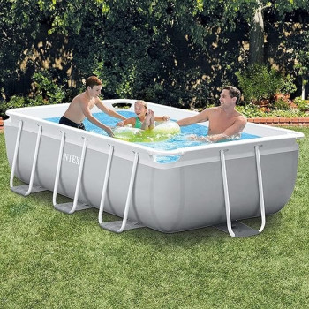 Intex Prism Frame Rectangular Pool Set, Grey, 3M x 1.75M x 0.8M, 26784UK
