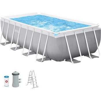 Intex 4m x 2m x 1.22m Prism Frame Rectangular Pool Set, Grey