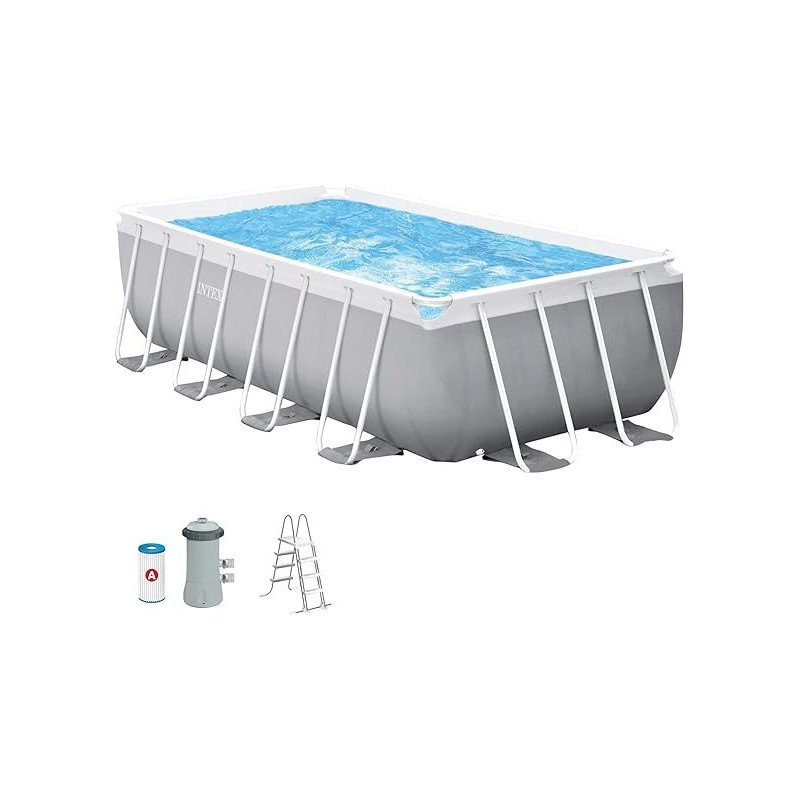 Intex 4m x 2m x 1.22m Prism Frame Rectangular Pool Set, Grey