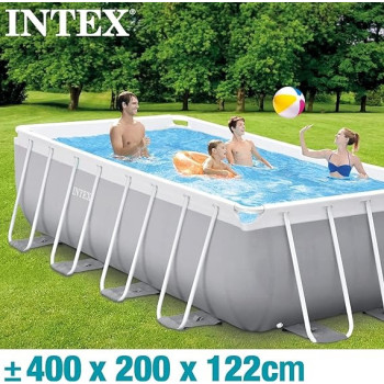 Intex 4m x 2m x 1.22m Prism Frame Rectangular Pool Set, Grey