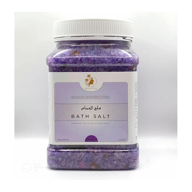 Medspa Lavender Bath Salt For Body And Foot Spa, Calming, Relaxing, Aromatherapy, Pure And Natural, Sea Salt, Infused With Rose Petals And Lavender Essential Oil, 3kg