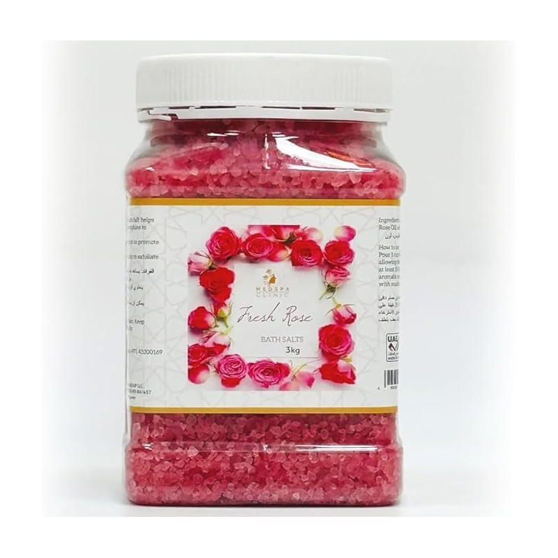 Medspa Rose And Hibiscus Bath Salt For Body And Foot Spa, Calming, Relaxing, Muscle Pain Relief, Aromatherapy, Pure And Natural Essential Oil Infused With Hibiscus Flower, 3kg