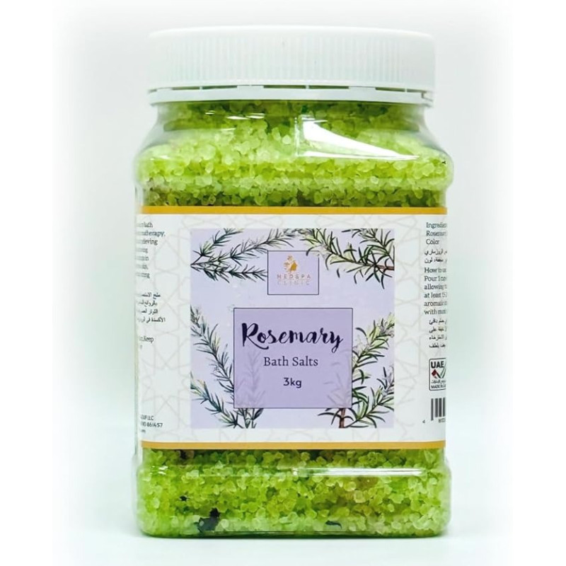 Medspa Rosemary Bath Salt For Body And Foot Spa, Calming, Relaxing, Muscle Pain Relief, Aromatherapy, Pure And Natural, Sea Salt, Rosemary Essential Oil Infused With Rose Petals, 3kg