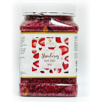 Medspa Premium Aromatic Strawberry Bath Salt Infused With Rose Petals For Skin Nourishment, Relaxing, Foot Massage, Pain Relief And Aromatherapy, 3kg