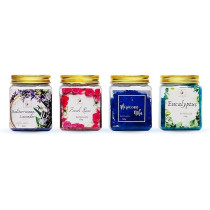 Medspa Clinic Aromatherapy Bath Salts Pack Of 4 Relaxing Salts Rose, Eucalyptus, Moroccan Nila, Mediterranean Lavender For Soaking, Relaxing Bath Spa Set, 150g each