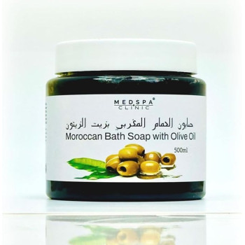 Medspa Moroccan Bath Soap With Oilive Oil, 100 Percentage Natural And Herbal Extract, Treats The Goose Skin, Exfoliates The Dead Skin, Soothing And Moisturizing Hammam Ritual, 500ml