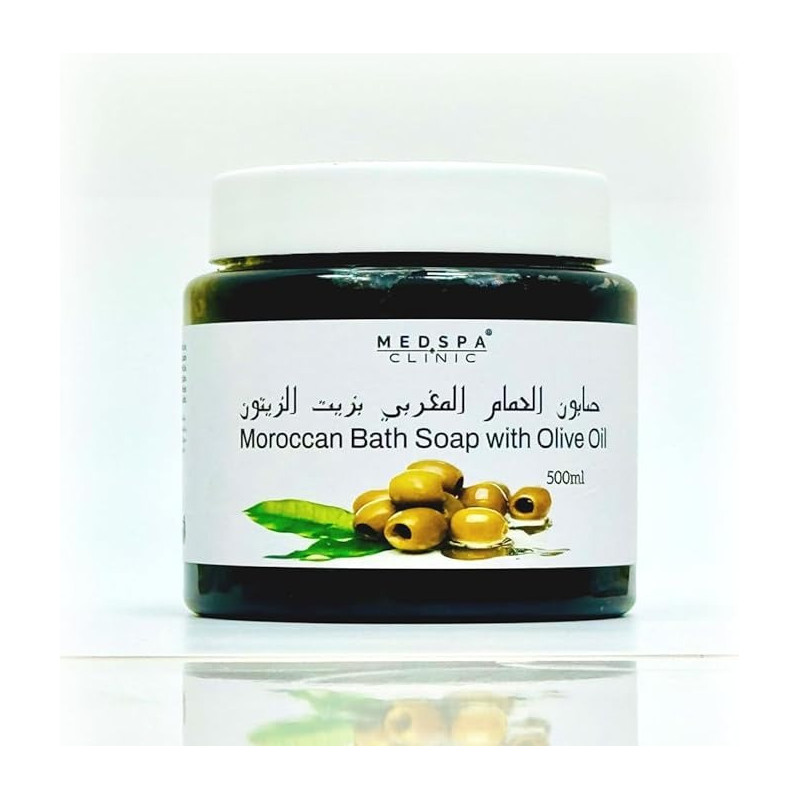 Medspa Moroccan Bath Soap With Oilive Oil, 100 Percentage Natural And Herbal Extract, Treats The Goose Skin, Exfoliates The Dead Skin, Soothing And Moisturizing Hammam Ritual, 500ml