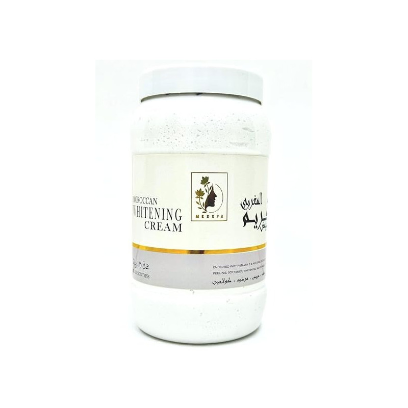Medspa Moroccan Whitening Cream, 2kg, After Bath For Face And Body, Enriched With Vitamine E And Natural Extracts, Peeling, Softner, Moisturizer, Collagen