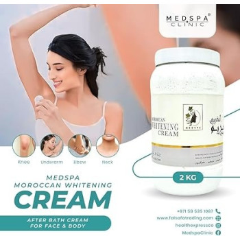 Medspa Moroccan Whitening Cream, 2kg, After Bath For Face And Body, Enriched With Vitamine E And Natural Extracts, Peeling, Softner, Moisturizer, Collagen
