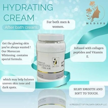 Medspa Moroccan Whitening Cream, 2kg, After Bath For Face And Body, Enriched With Vitamine E And Natural Extracts, Peeling, Softner, Moisturizer, Collagen
