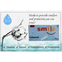 Smile Plus Tampons Pure Cotton 100 Percentage Natural And Organic Normal Size, 16pcs