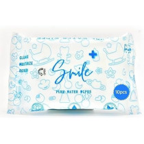 Smile Plus Pure Water Wipes, Travel Pack, Hypoallergenic And Safe For Sensitive Skin, 10 Wipes