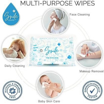 Smile Plus Pure Water Wipes, Travel Pack, Hypoallergenic And Safe For Sensitive Skin, 10 Wipes