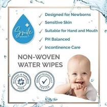 Smile Plus Pure Water Wipes, Travel Pack, Hypoallergenic And Safe For Sensitive Skin, 10 Wipes