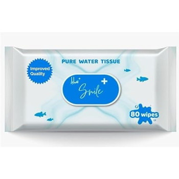 Smile Plus Pure Water Wipes, Safe For Sensitive Skin, 80 Wipes