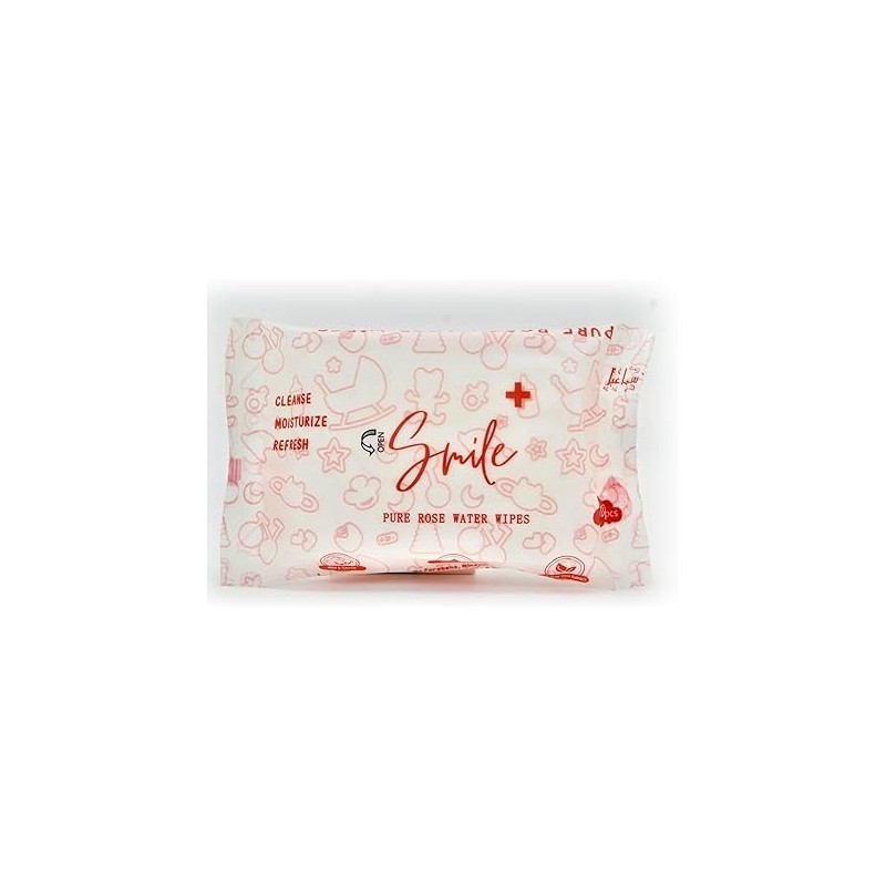 Smile Plus Rose Pure Water Wipes, Hypoallergenic And Safe For Sensitive Skin, 10 Wipes