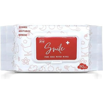 Smile Plus Rose Pure Water Wipes, Safe For Sensitive Skin, 80 Wipes