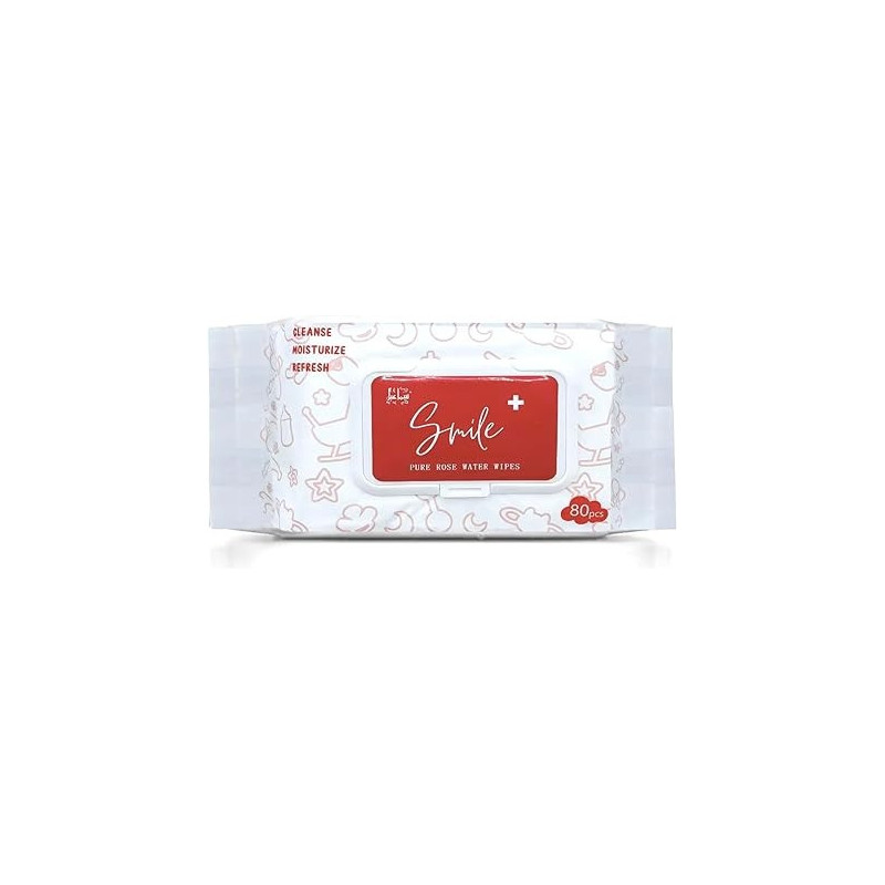 Smile Plus Rose Pure Water Wipes, Safe For Sensitive Skin, 80 Wipes
