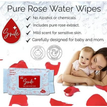 Smile Plus Rose Pure Water Wipes, Safe For Sensitive Skin, 80 Wipes