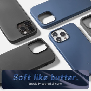 Spigen Silicone Fit, Compatible With Magsafe Designed For iphone 14 Pro Case, Navy Blue