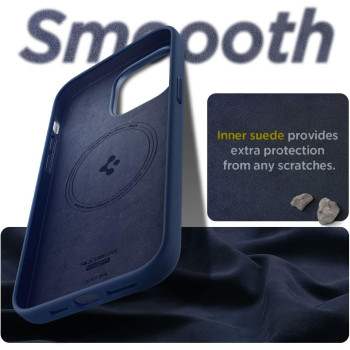 Spigen Silicone Fit, Compatible With Magsafe Designed For iphone 14 Pro Case, Navy Blue
