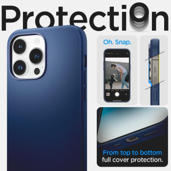 Spigen Silicone Fit, Compatible With Magsafe Designed For iphone 14 Pro Case, Navy Blue