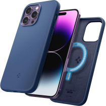 Spigen Silicone Fit, Compatible With Magsafe Designed For iphone 14 Pro Case, Navy Blue