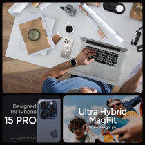 Spigen Magnetic Ultra Hybrid Magfit Designed For iphone 15 Pro Case, Compatible With Magsafe, White