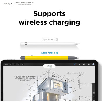 Elago X Monami Pencil Case Compatible With Apple Pencil 2ND Generation Cover Sleeve, Classic Design, Compatible With Magnetic Charging And Double Tap, Yellow