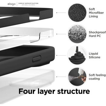 Elago Compatible With iphone 14 Pro Max Case, Liquid Silicone Case, Full Body Protective Cover, Shockproof, Slim Phone Case, Anti-Scratch Soft Microfiber Lining, 6.7 Inch, Black