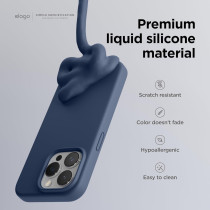 Elago Compatible With iphone 15 Pro Case, Liquid Silicone Case, Full Body Protective Cover, Shockproof, Slim Phone Case, Anti-Scratch Soft Microfiber Lining, 6.1 Inch, Jean Indigo