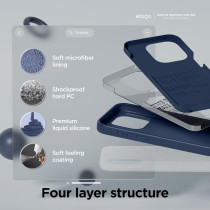 Elago Compatible With iphone 15 Pro Case, Liquid Silicone Case, Full Body Protective Cover, Shockproof, Slim Phone Case, Anti-Scratch Soft Microfiber Lining, 6.1 Inch, Jean Indigo