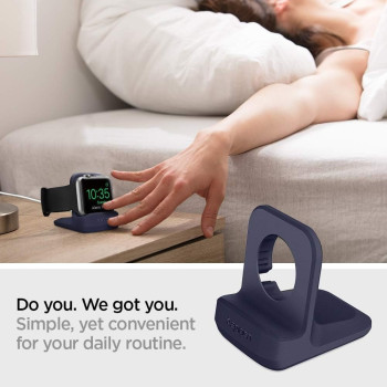 Spigen S350 Designed For Apple Watch Charger Stand For 2/Apple Watch Ultra, Series 9/8/Se2/7/6/Se/5/4/3/2/1 49/45/44/42/41/40/38Mm Durable TPU With Non-SlIP Stable Base, Midnight Blue