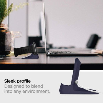 Spigen S350 Designed For Apple Watch Charger Stand For 2/Apple Watch Ultra, Series 9/8/Se2/7/6/Se/5/4/3/2/1 49/45/44/42/41/40/38Mm Durable TPU With Non-SlIP Stable Base, Midnight Blue