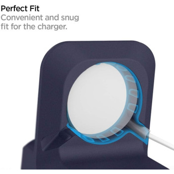 Spigen S350 Designed For Apple Watch Charger Stand For 2/Apple Watch Ultra, Series 9/8/Se2/7/6/Se/5/4/3/2/1 49/45/44/42/41/40/38Mm Durable TPU With Non-SlIP Stable Base, Midnight Blue