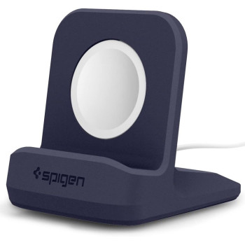 Spigen S350 Designed For Apple Watch Charger Stand For 2/Apple Watch Ultra, Series 9/8/Se2/7/6/Se/5/4/3/2/1 49/45/44/42/41/40/38Mm Durable TPU With Non-SlIP Stable Base, Midnight Blue