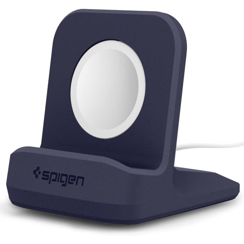 Spigen S350 Designed For Apple Watch Charger Stand For 2/Apple Watch Ultra, Series 9/8/Se2/7/6/Se/5/4/3/2/1 49/45/44/42/41/40/38Mm Durable TPU With Non-SlIP Stable Base, Midnight Blue