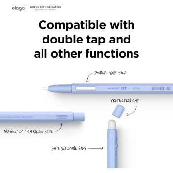 Elago Monami Pencil Case Compatible With Apple Pencil 2Nd Generation Cover Sleeve, Classic Design, Compatible With Magnetic Charging And Double Tap, Violet